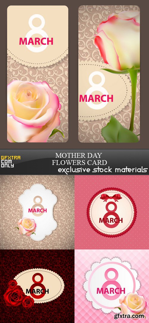 Mother Day Flowers Card - 5 EPS