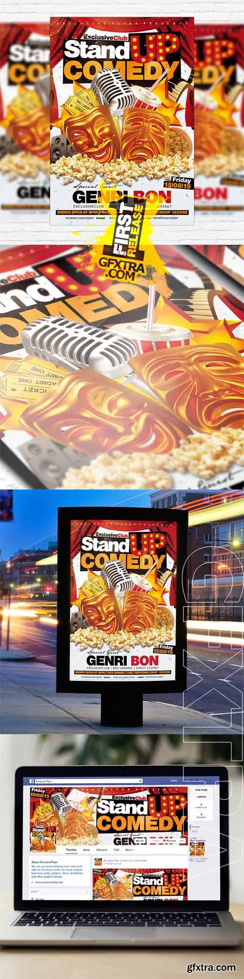 Stand Up Comedy – Flyer Template + Facebook Cover