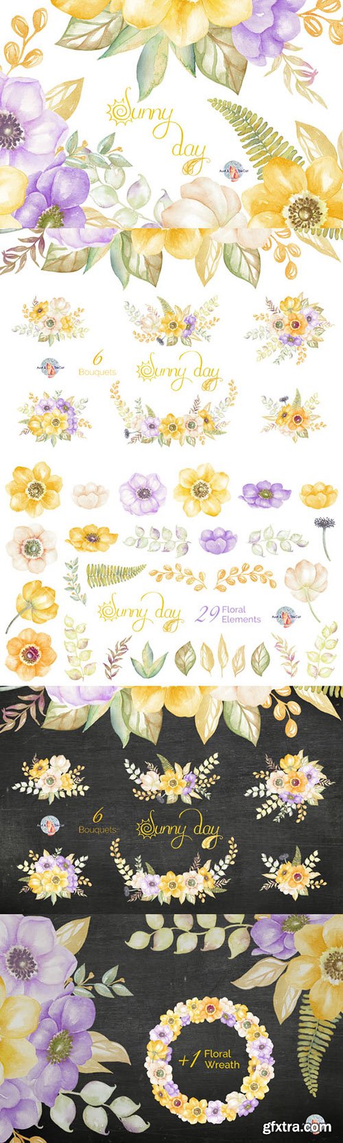 Sunny Day Watercolor Clipart - CM 484116