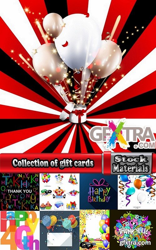 Collection of gift cards birthday holiday celebration 25 EPS