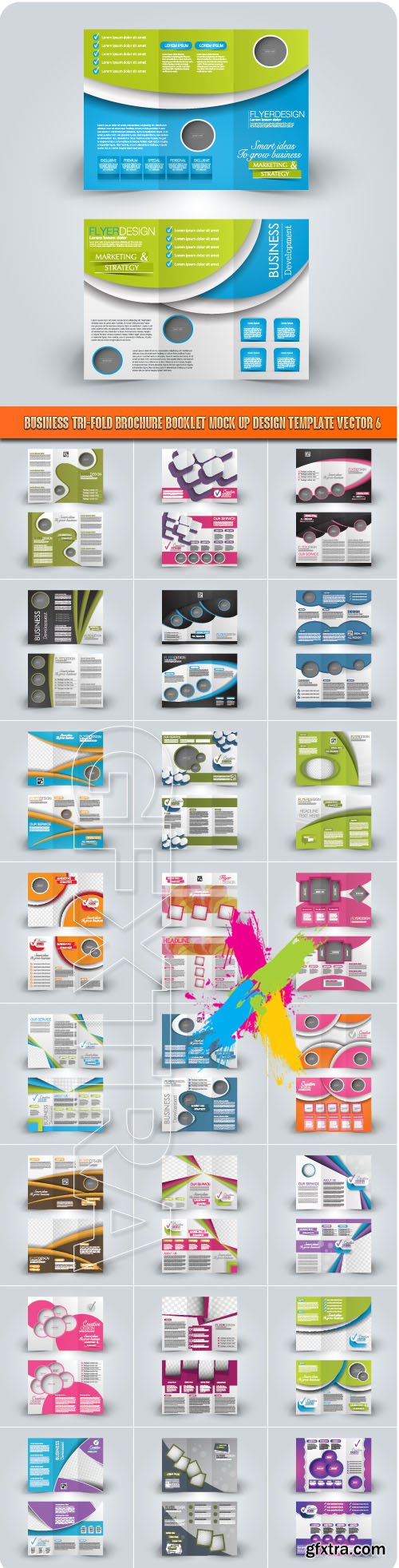 Business tri-fold brochure booklet mock up design template vector 6