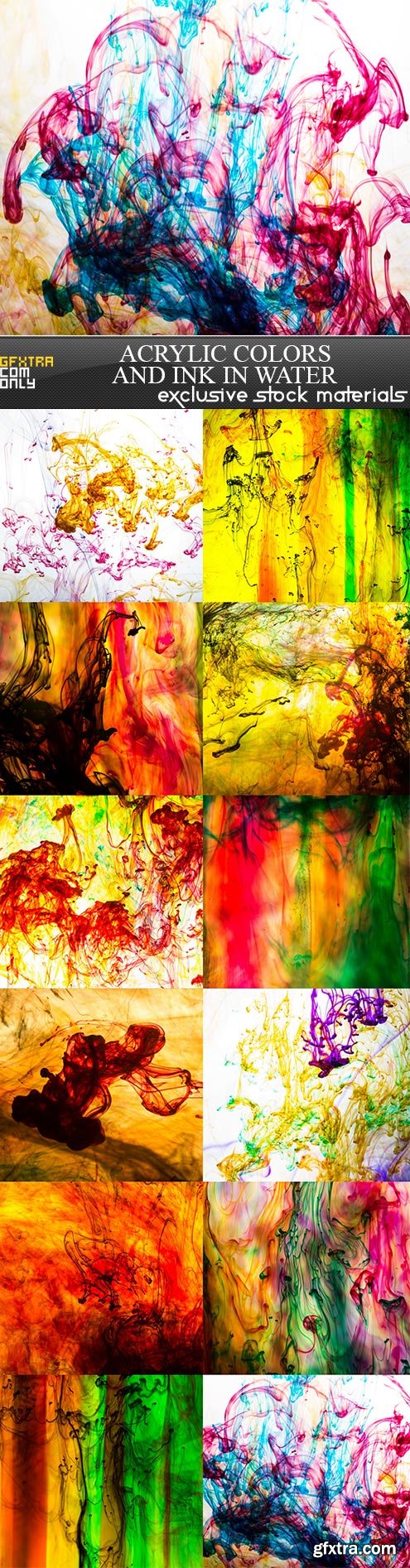 Acrylic colors and ink in water, 12 x UHQ JPEG