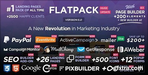 ThemeForest - FLATPACK v5.0 - Landing Pages Pack With Page Builder - 10591107