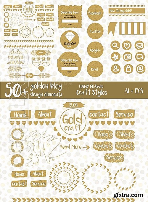 CM - Hand Drawn Golden Blog Design Kit 548856
