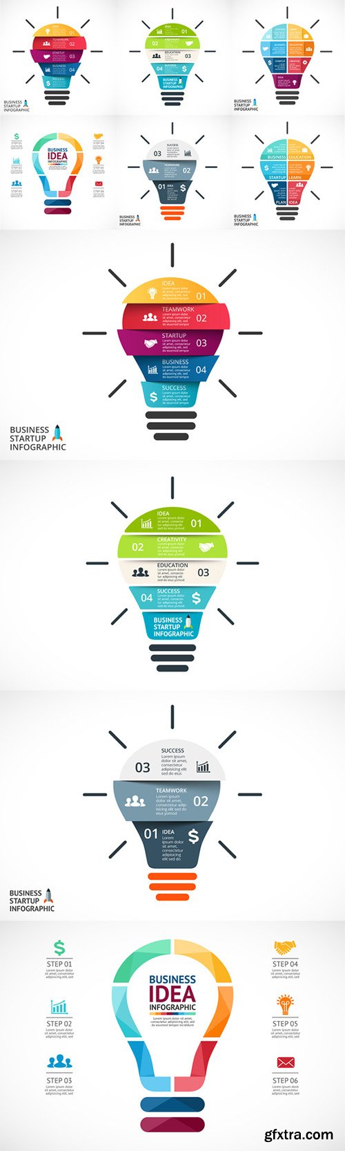 6 Light Bulbs Infographics. Ai, PSD. - CM 335163