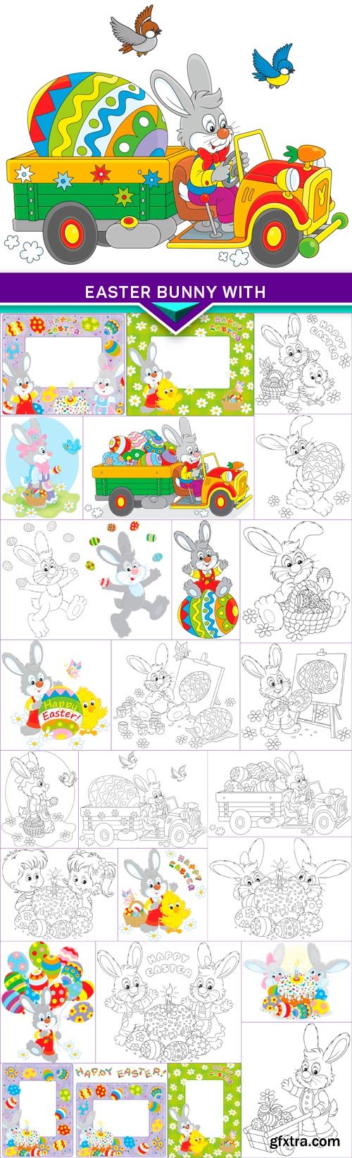 Easter bunny with Easter eggs 25x EPS