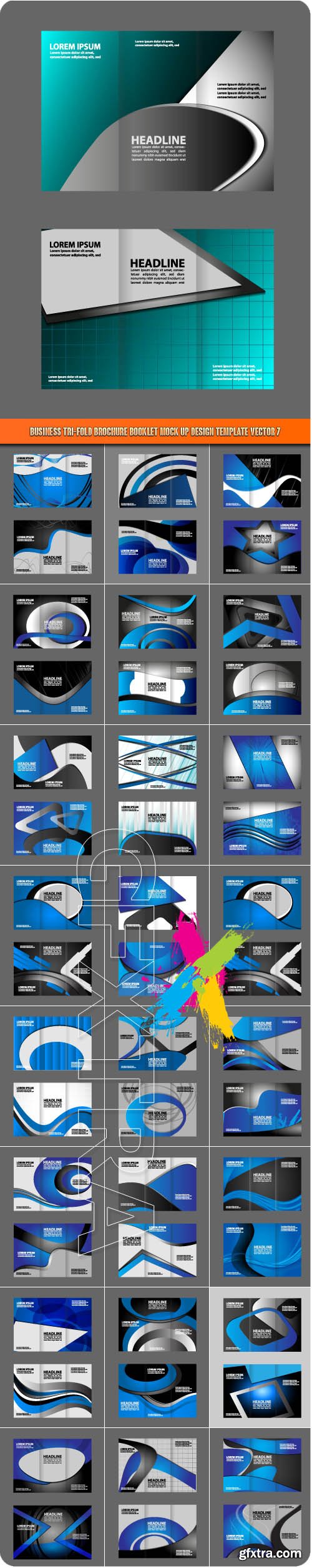 Business tri-fold brochure booklet mock up design template vector 7