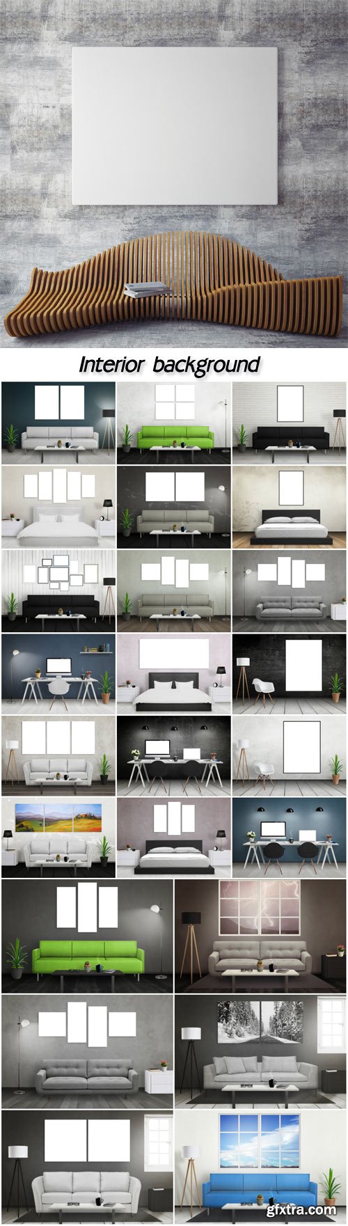 Isolated art canvas in bedroom, 3D render