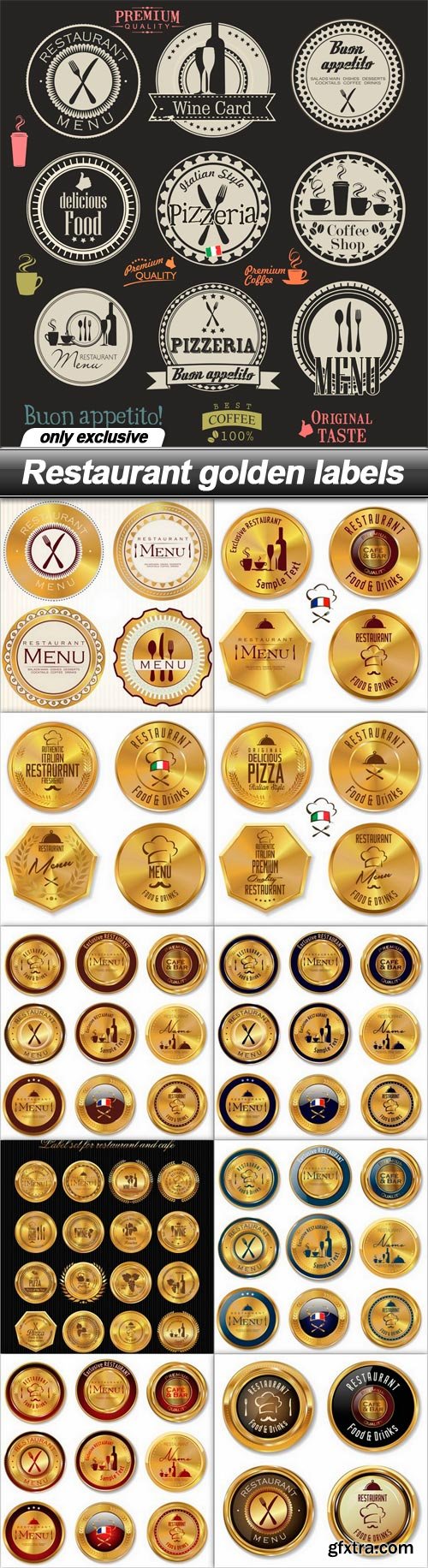 Restaurant golden labels - 11 EPS