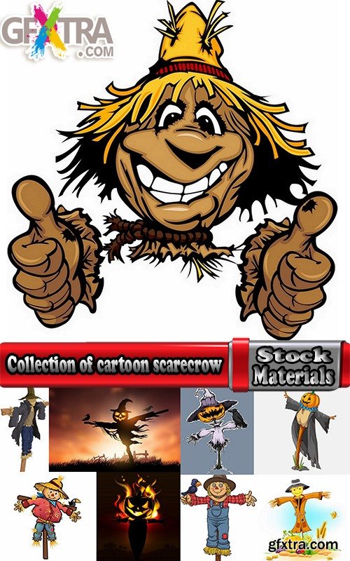 Collection of cartoon scarecrow bugaboo 25 EPS