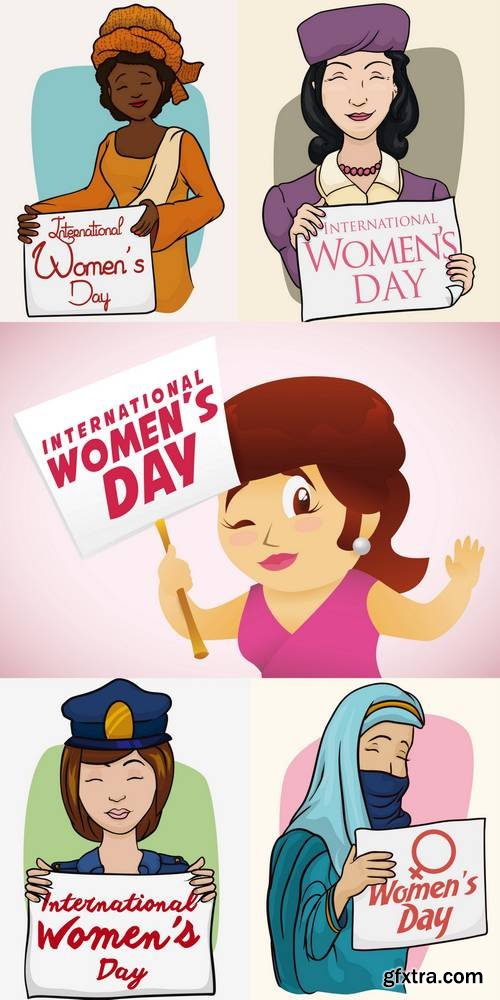 Women with a Women\'s Day Sign