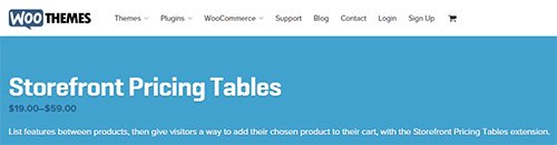 WooThemes - Storefront Pricing Tables v1.0.3