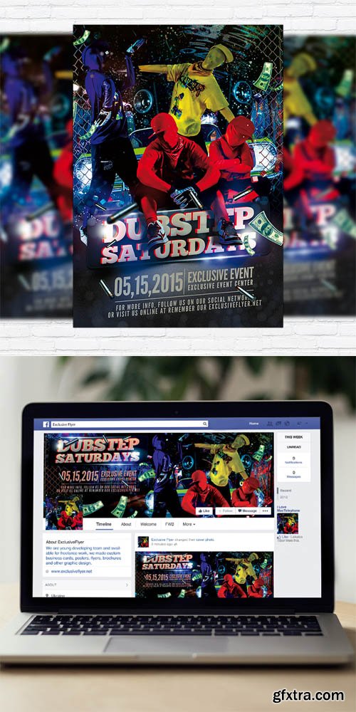 Dubstep Dance Party - Flyer Template + Facebook Cover