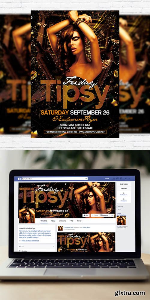 Tipsy Fridays - Flyer Template + Facebook Cover