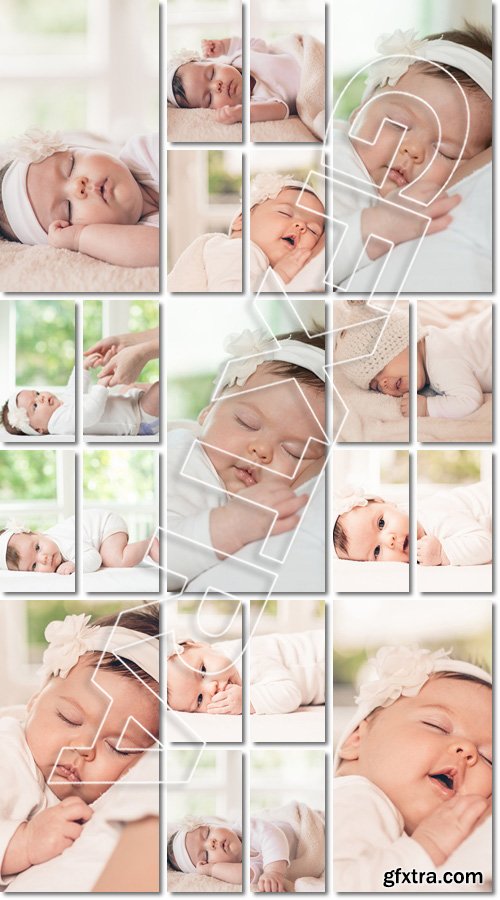 Portrait of a baby beautiful & adorable sleeping girl - Stock photo
