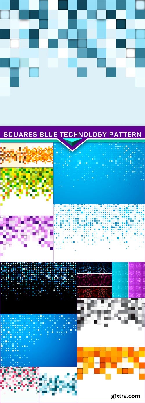 Squares blue technology pattern 15x EPS