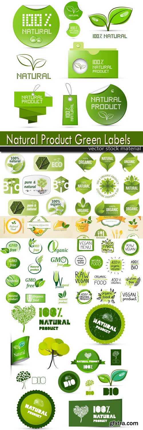 Stickers Set - Natural Product Green Labels