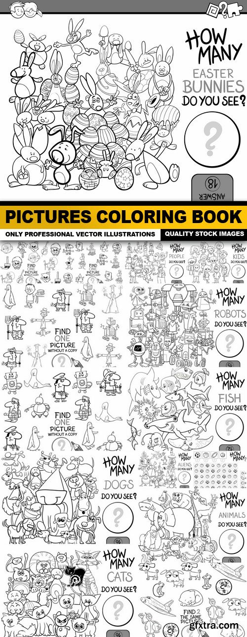 Pictures Coloring Book - 15 Vector