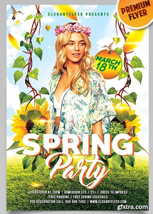 Spring Party Flyer PSD Template + Facebook Cover
