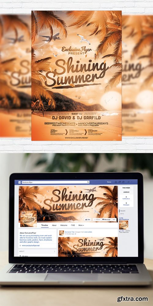 Shining Summer - Flyer Template + Facebook Cover