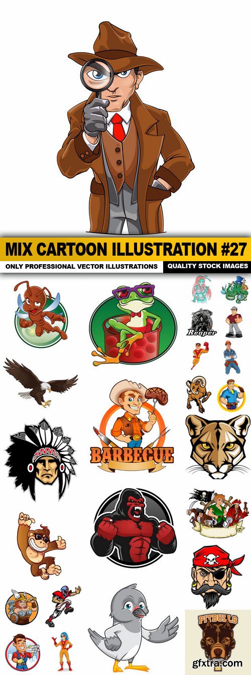 Mix cartoon Illustration #27 - 25 Vector
