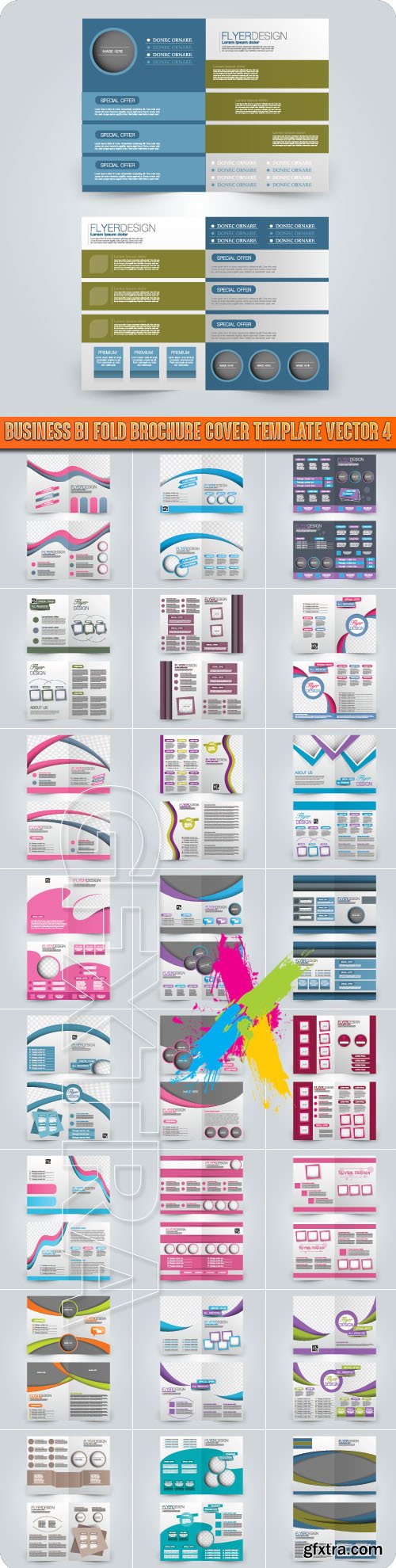 Business bi fold brochure cover template vector 4
