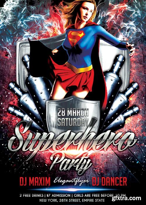 Superhero Party V02 Flyer PSD Template + Facebook Cover