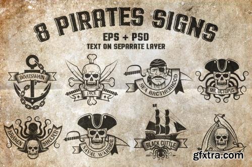 CreativeMarket 8 Pirates Signs 580872