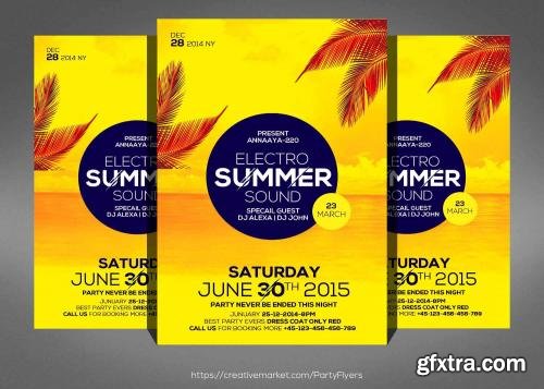 CreativeMarket Electro Summer Party Flyer 576064