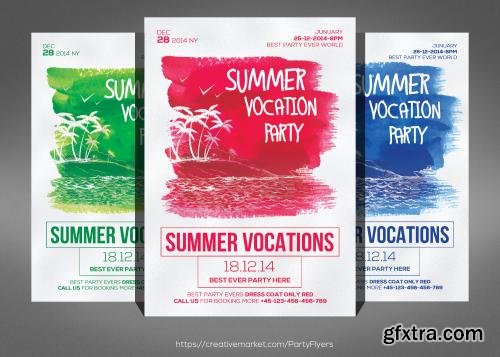 CreativeMarket Summer Vacation Party Flyer Template 578031