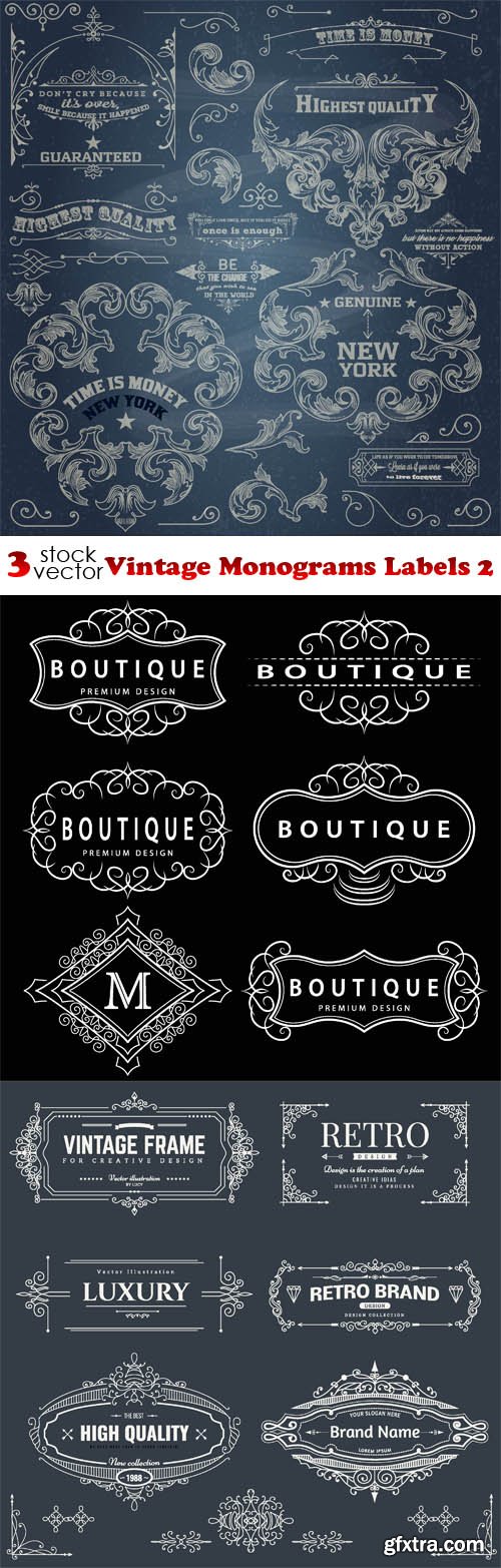 Vectors - Vintage Monograms Labels 2