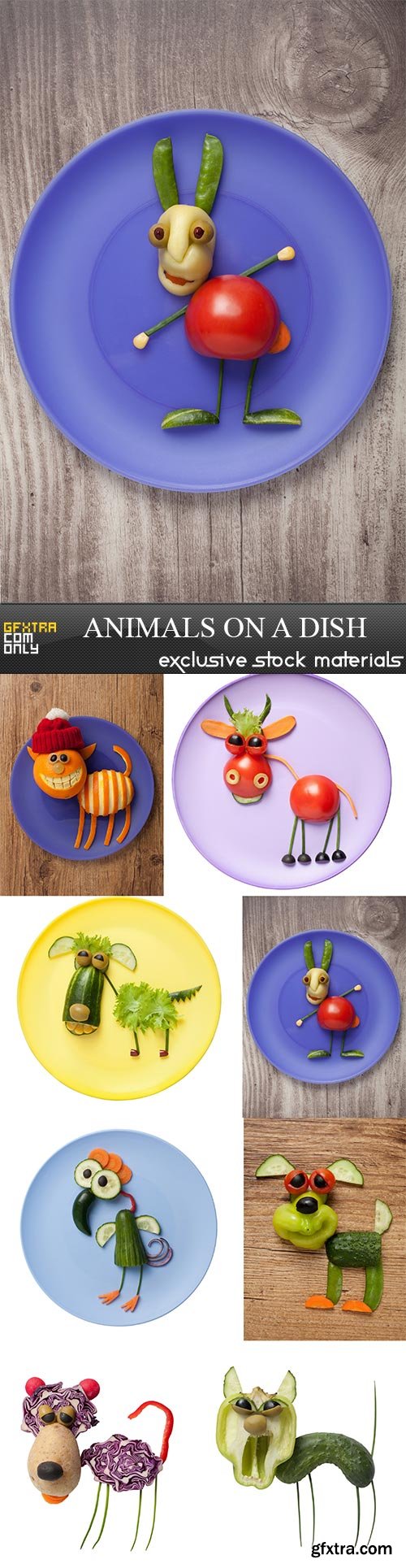 Animals on a dish, 8 x UHQ JPEG