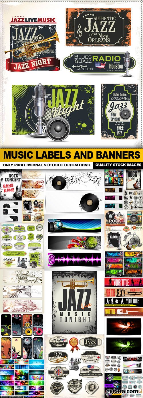 Music Labels And Banners - 25 Vector