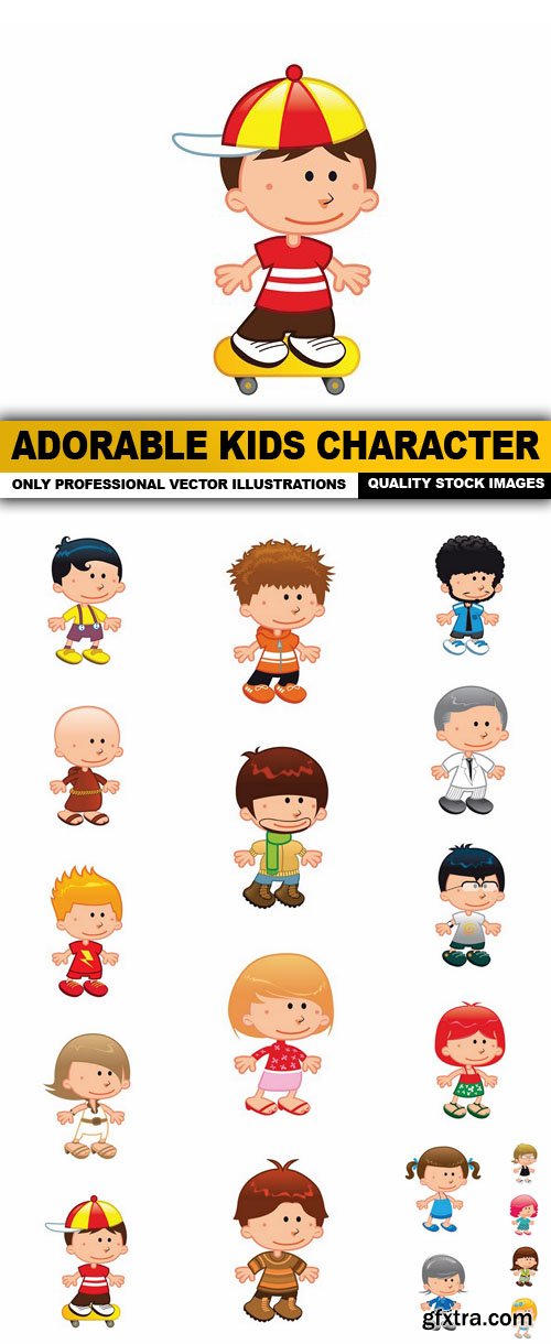 Adorable Kids Character - 20 Vector