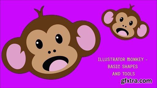 Illustrator - Monkey using Ellipse tool, Path Finder and Pencil tool