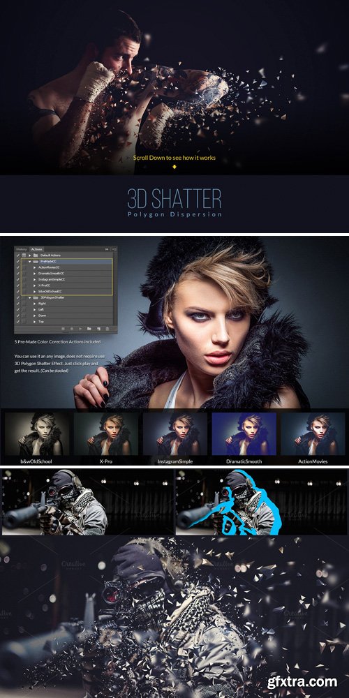 CM 572801 - 3D Polygon Shatter Photoshop Action