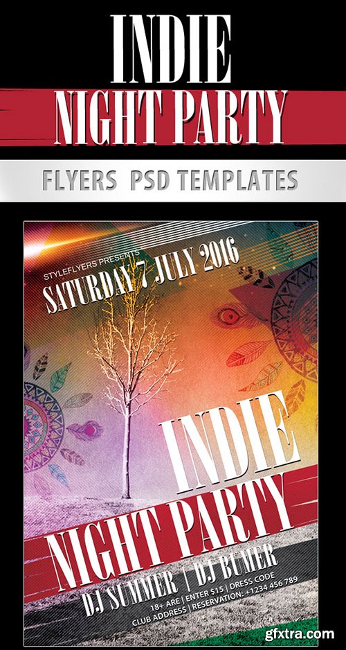 Indie Night Party Flyer PSD Template + Facebook Cover