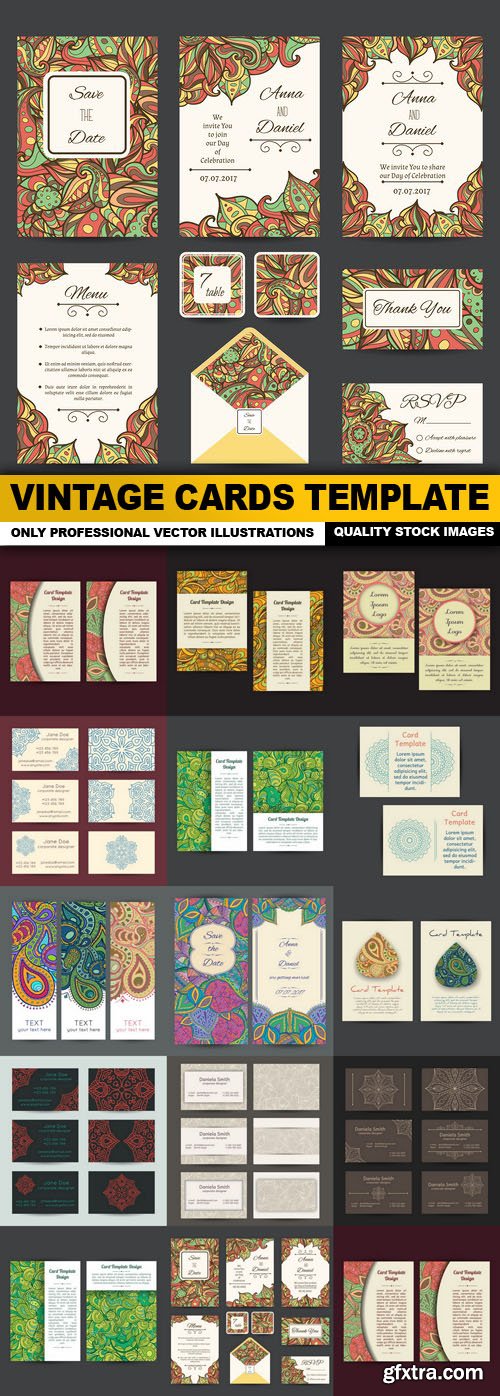 Vintage Cards Template - 15 Vector