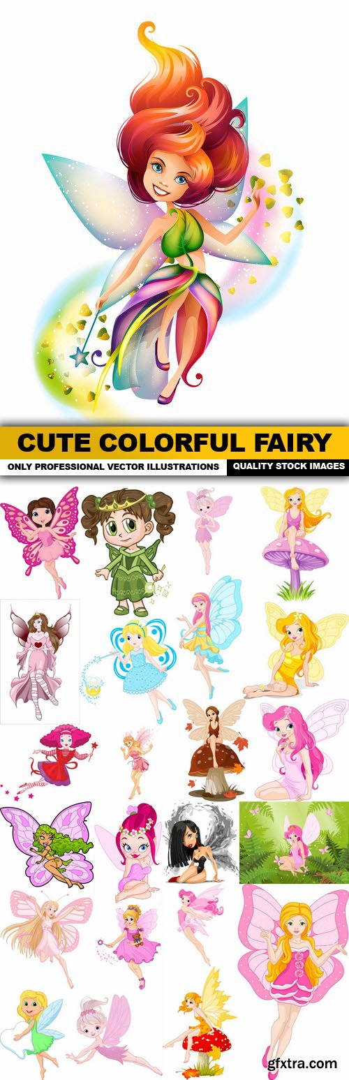 Cute Colorful Fairy - 25 Vector
