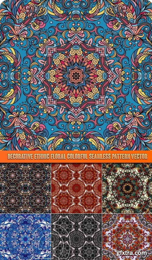 Decorative ethnic floral colorful seamless pattern vector