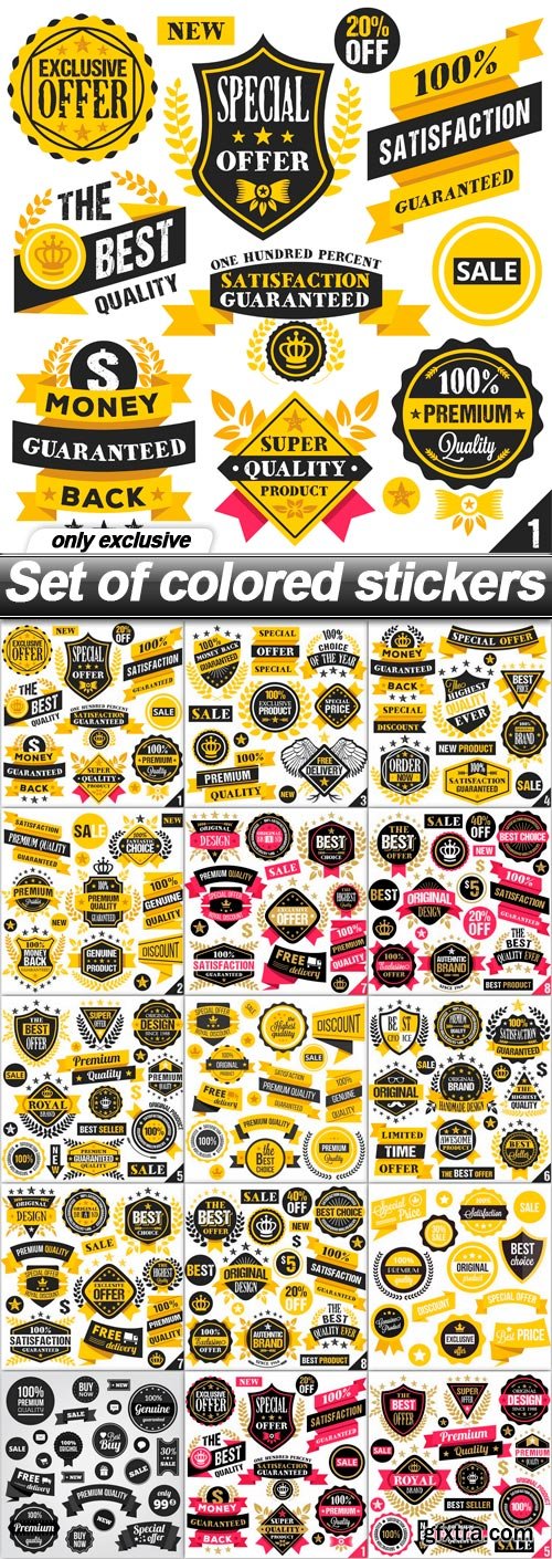 Set of colored stickers - 15 EPS