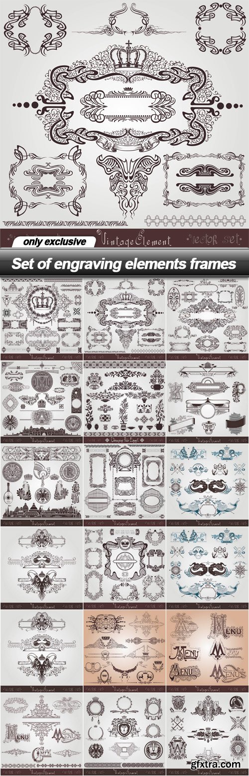 Set of engraving elements frames - 33 EPS