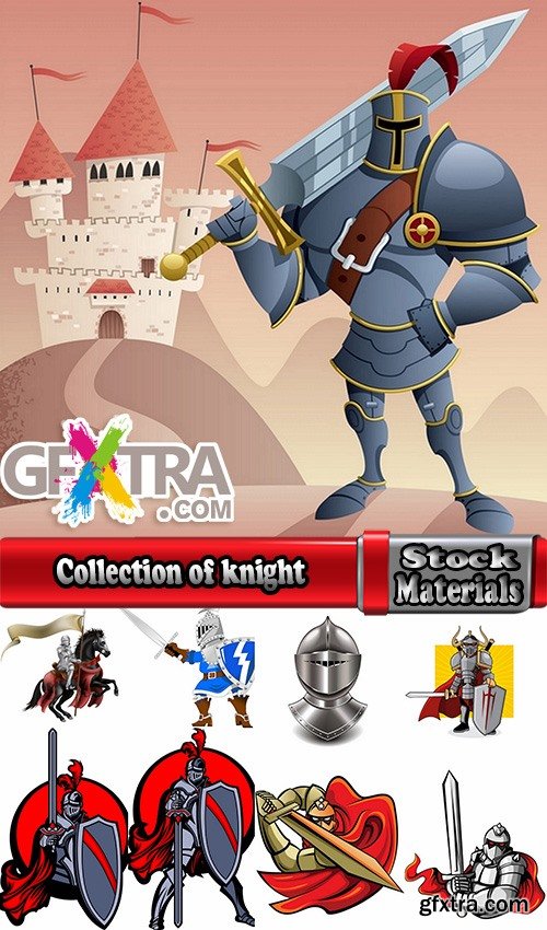 Collection of knight armor warrior horseman vector image 25 EPS