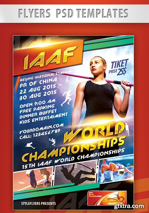 IAAF World Championships Flyer PSD Template + Facebook Cover