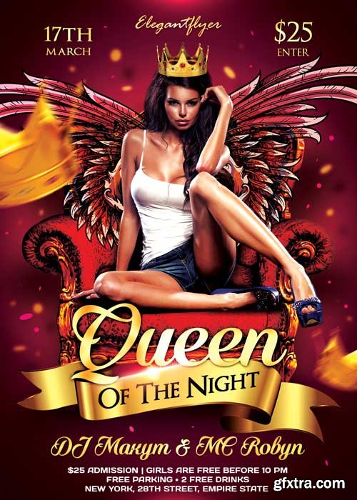 Queen Of The Night Flyer PSD Template + Facebook Cover