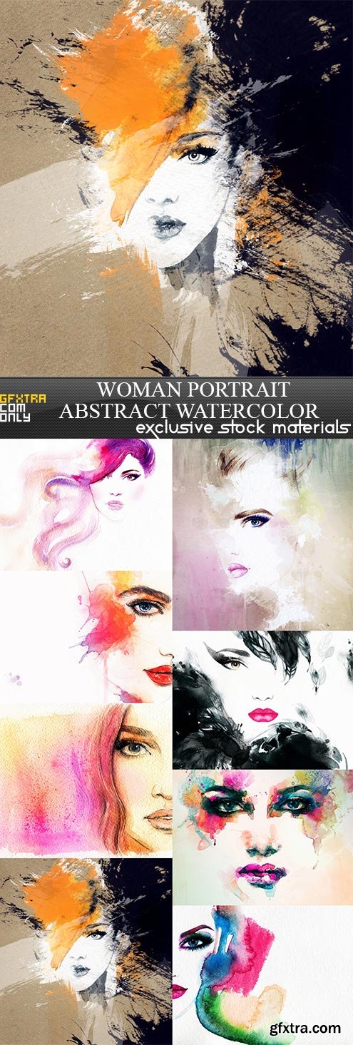 Woman portrait .abstract watercolor, 8 x UHQ JPEG