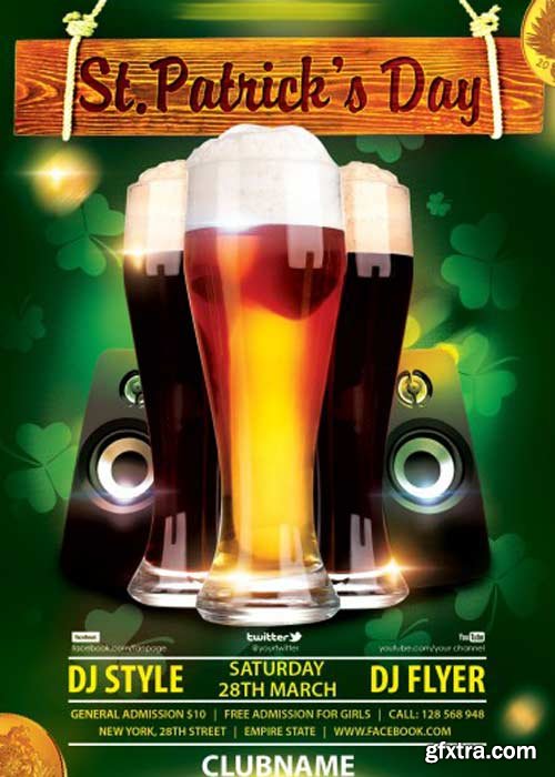 Saint Patricks Day V13 Flyer PSD Template + Facebook Cover