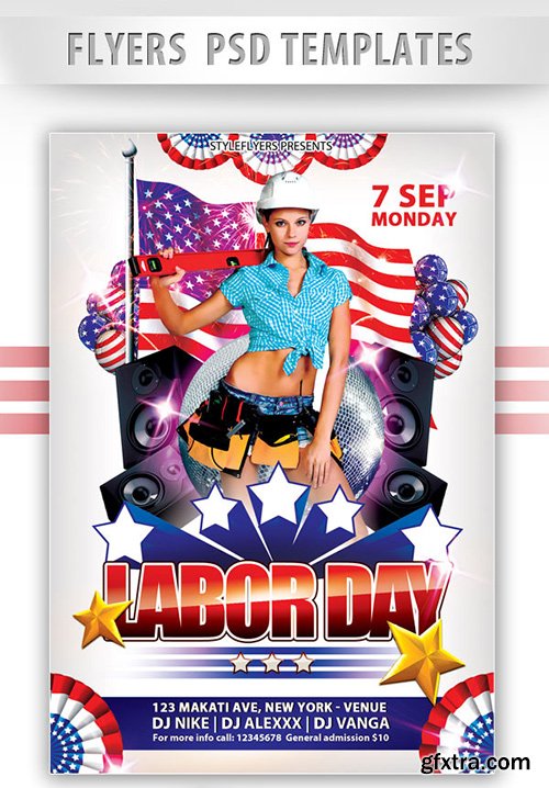 Labor Day Flyer PSD Template + Facebook Cover