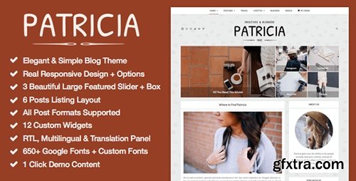 ThemeForest - Patricia v1.1.0 - Feature Rich WordPress Blog Theme - 13226491