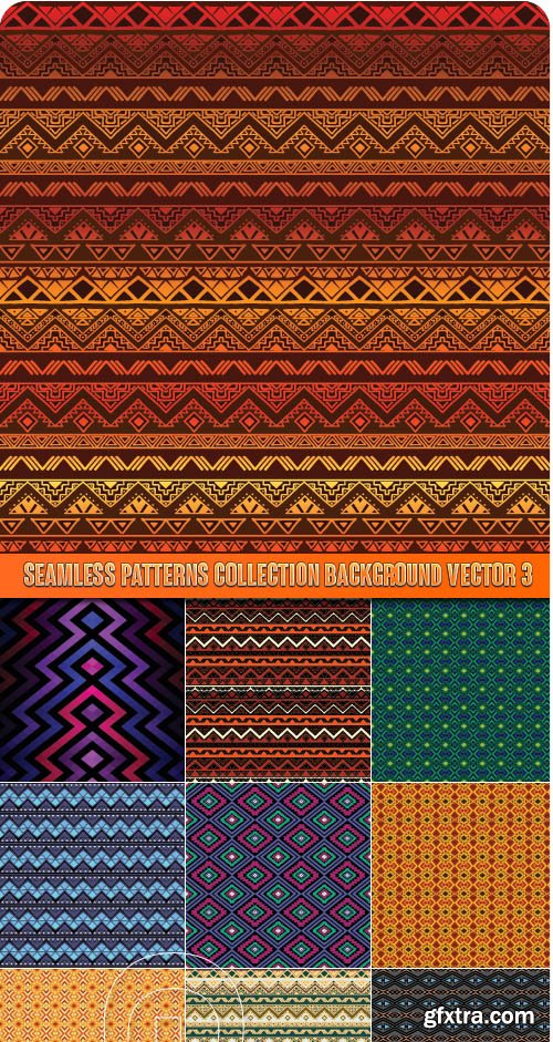 Seamless patterns collection background vector 3
